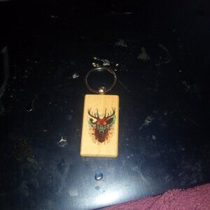 Handmade Hunting Deer Buck Wooden Keychain